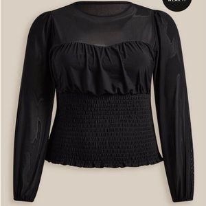 Torrid Stretch Mesh Smocked Long Sleeve Top